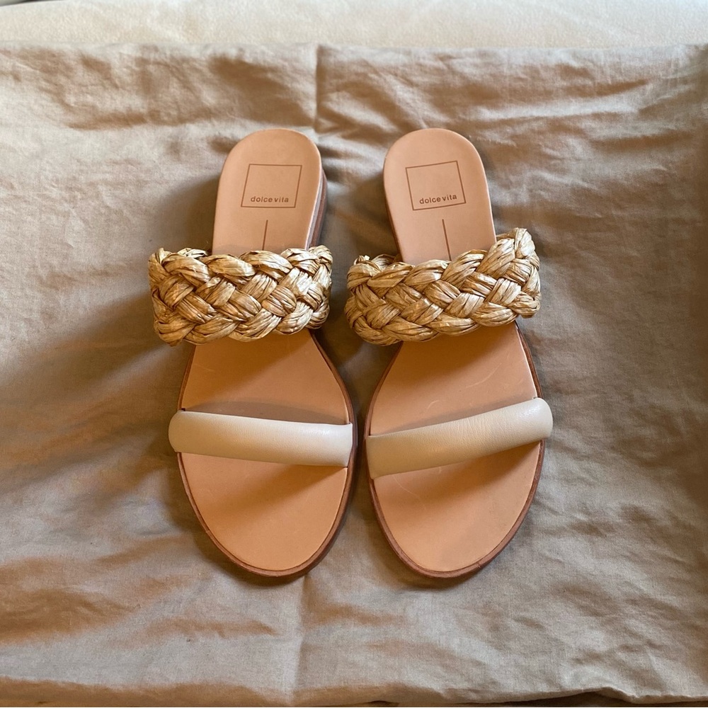 Dolce Vita Braided Tan and Cream Sandals
